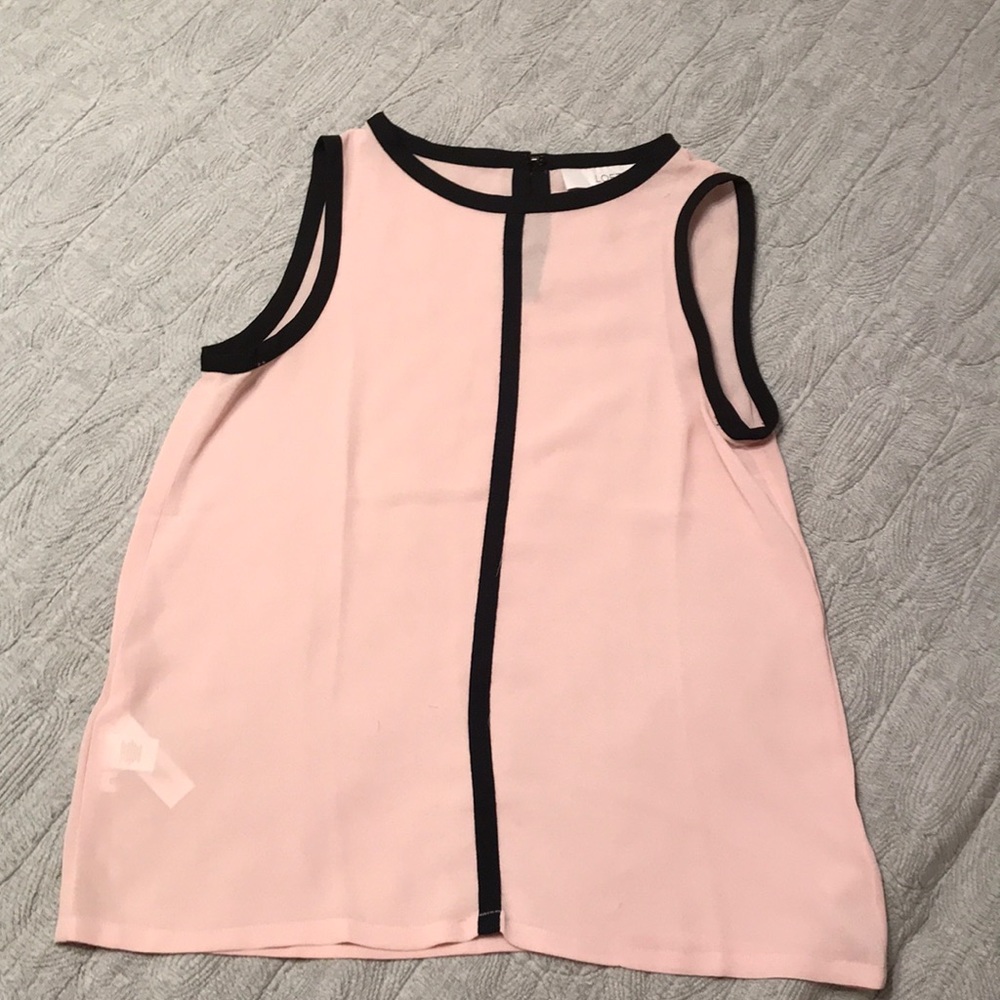 Sheer pink and black blouse